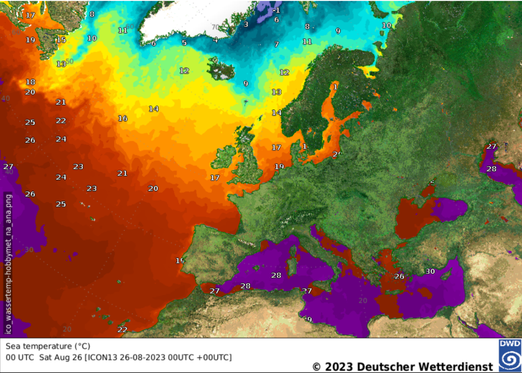 Wassertemperatur Europa